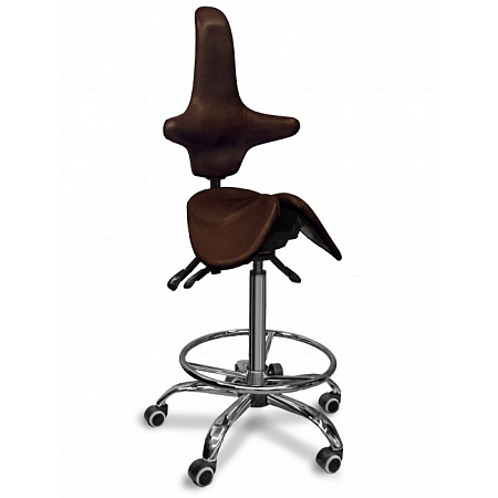 Gravitonus EZDuo Back - эргономичный стул-седло врача-стоматолога со спинкой, двуразделенное седло