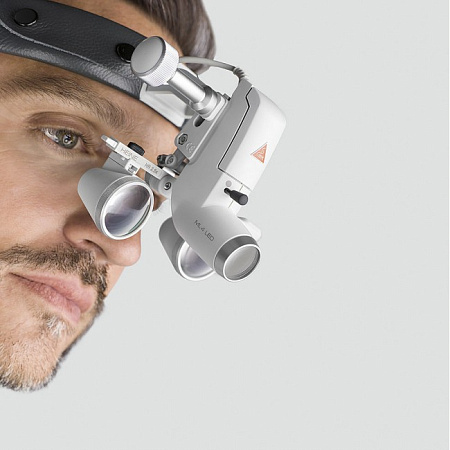 Heine ML4 LED UNPLUGGED HR 2.5x - налобный светодиодный осветитель ML4 LED UNPLUGGED в комплекте с бинокулярными лупами HR 2.5x и защитным щитком S-Guard