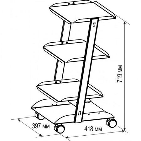 Аверон СПП 1.0 - столик подкатной приборный (4 полки)